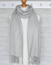 Silver Grey Pashmina | Drew Super Soft Large Special Occasion Wrap with Tassels