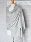 Silver Grey Pashmina | Drew Super Soft Large Special Occasion Wrap with Tassels