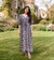 Blue Paisley Dress Drawstring-Waist Siobhan Kaftan With Butterfly Sleeves