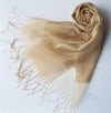 Sophia Organza and Crepe Silk Viscose Soft Gold Tasselled Bridal Bridesmaid Special Occasion Wrap