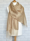 Sophia Organza and Crepe Silk Viscose Soft Gold Tasselled Bridal Bridesmaid Special Occasion Wrap