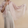 Sophia Powder Pink Scarf 2 Layer Organza and Crepe Silk/Viscose Tasselled Bridal Bridesmaid Special Occasion Wrap