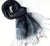 Sophia Black Organza and Crepe Double Layered Silk/Viscose Tasselled Special Occasion Wrap