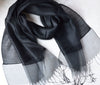 Sophia Black Organza and Crepe Double Layered Silk/Viscose Tasselled Special Occasion Wrap