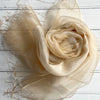 Organza Wrap in Cream Silk Crepe & Gold Organza Sophia Tasselled Special Occasion Scarf