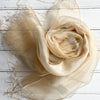 Organza Wrap in Cream Silk Crepe & Gold Organza Sophia Tasselled Special Occasion Scarf