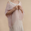 Sophia Powder Pink Scarf 2 Layer Organza and Crepe Silk/Viscose Tasselled Bridal Bridesmaid Special Occasion Wrap