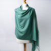 Teal Green Pashmina | Drew Super Soft Large Special Occasion Wrap with Tassels