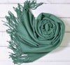 Teal Green Pashmina | Drew Super Soft Large Special Occasion Wrap with Tassels