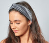 Silver Grey Velour Velvet Headband | Tess Twisted Knot Elasticated Bandana