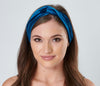 Teal Velour Velvet Headband | Tess Twisted Knot Elasticated Bandana
