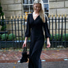 Black Twisted Front Dress | Wanda V Neck Soft Jersey Dress