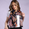 Leaf Scarf | Hannah Soft Light Weight Gauzy Wrap with Sequin Detail Orange Navy Blue Pink Brown