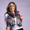 Leaf Scarf | Hannah Large Soft Light Weight Gauzy Wrap Recycled Polyester Blue Sage Pink