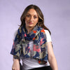 Leaf Scarf | Hannah Large Soft Light Weight Gauzy Wrap Recycled Polyester Blue Sage Pink