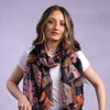 Leaf Scarf | Hannah Soft Light Weight Gauzy Wrap with Sequin Detail Orange Navy Blue Pink Brown