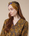 Mustard & Blue Headband | Abi Silky Paisley Twisted Knot Hairband
