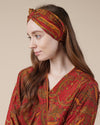 Red & Marigold Headband | Abi Silky Paisley Twisted Knot Hairband