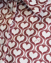 Brown & White Hearts Print Shirt | Elisha Classically Cut Shirt with Deep Cuffs
