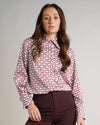 Brown & White Hearts Print Shirt | Elisha Classically Cut Shirt with Deep Cuffs