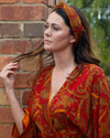 Red & Marigold Kimono | Emily Lightweight Silky Paisley Robe