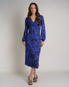 Blue Floral Print Dress | Wanda Twisted Front Soft Jersey Midi Dress