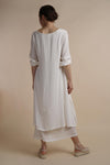White Layered Dress | Chelsea Loose Fitting Dress with Front Button Detail