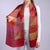 Aria | Silk Charmeuse Scarf - Raspberry & Gold Block Pinstripe