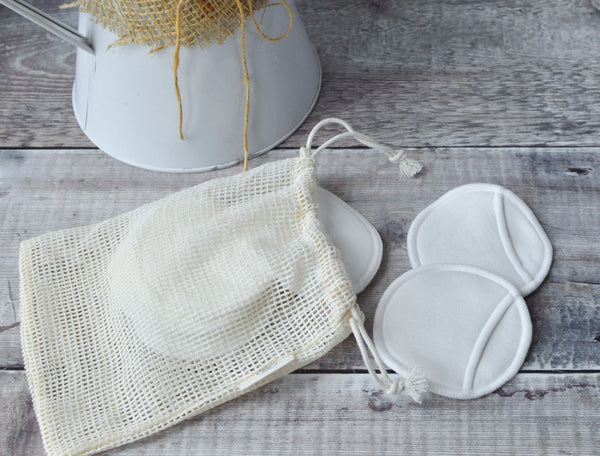 Makeup Removal Pads Washable and Reusable Eco Friendly Bamboo Cotton Face Wipes in Organic Cotton Mesh Bag