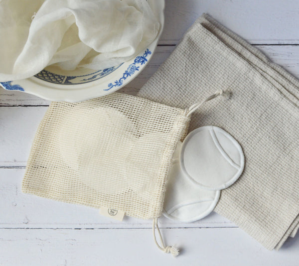 Makeup Removal Pads Washable and Reusable Eco Friendly Bamboo Cotton Face Wipes in Organic Cotton Mesh Bag