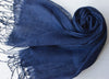 Talia | Linen Scarf with Tassels - Navy Blue