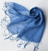 Talia | Linen Scarf with Tassels - Cobalt Blue